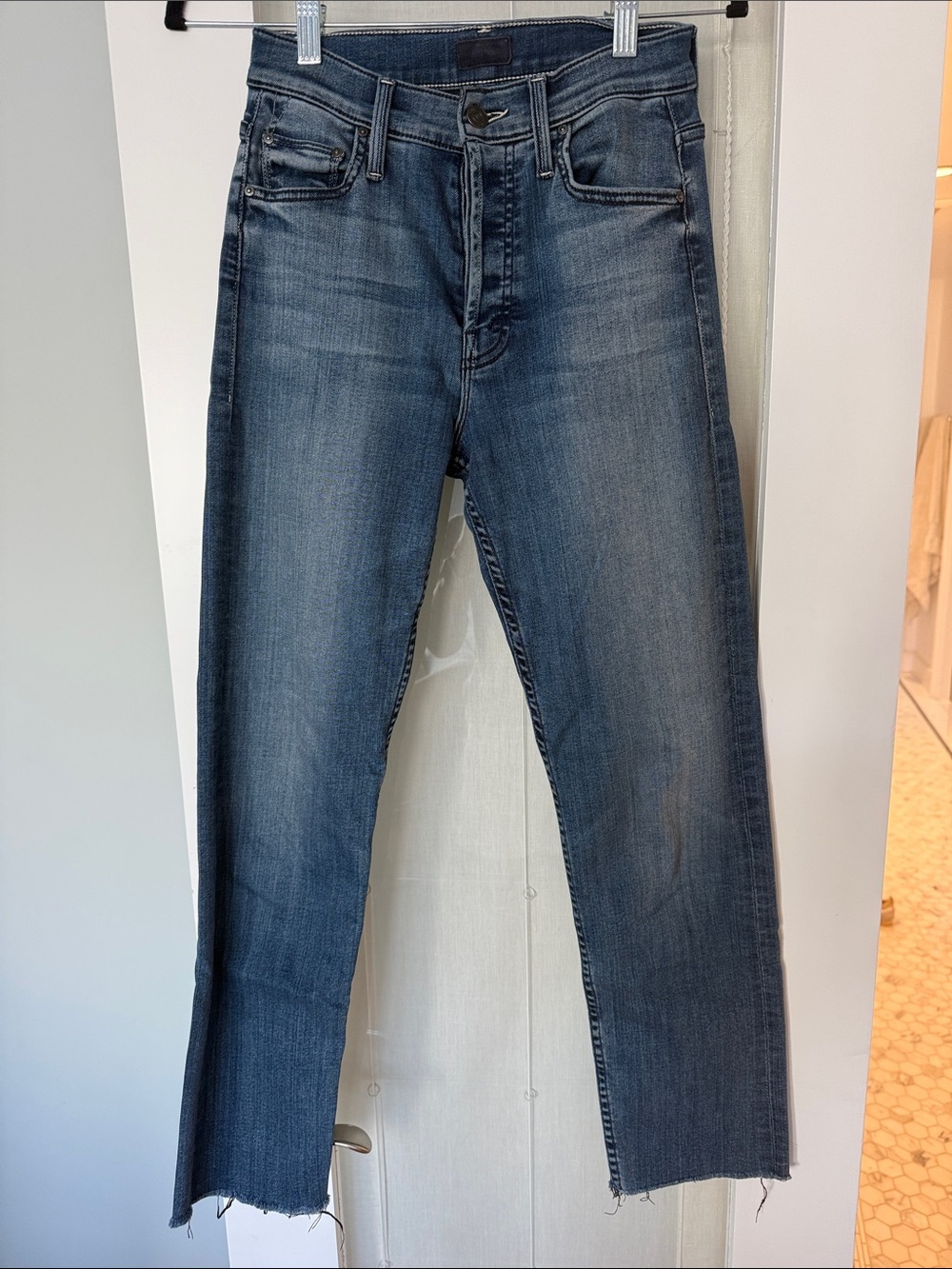 MOTHER Men's Washed Blue Straight Jeans
